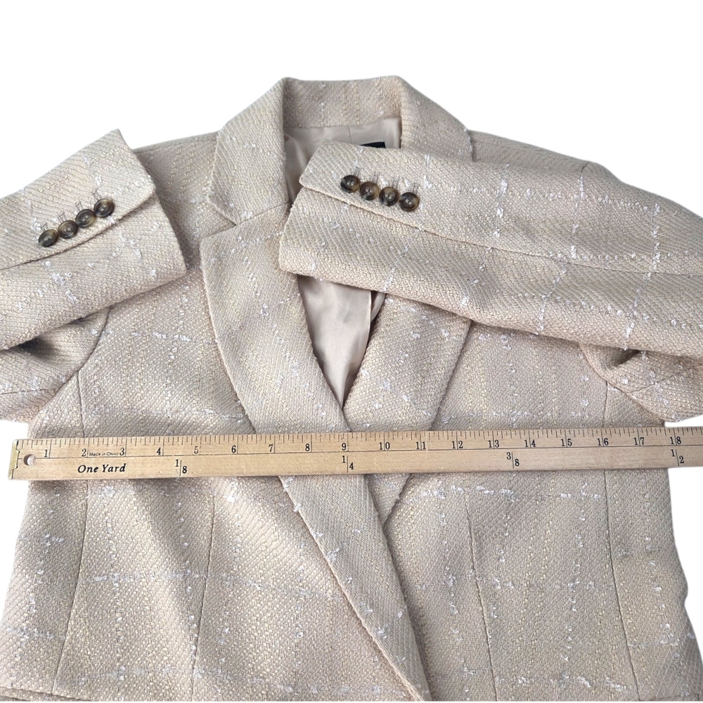 Ann Taylor Tweed Blazer Suit Jacket NEW Double Breasted Womens 4 Beige Tan - Picture 13 of 14